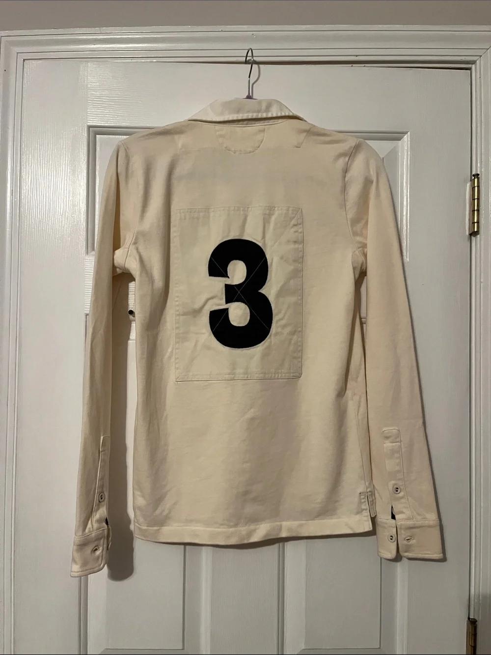 Ralph Lauren Cream Long Sleeve Rugby Polo with Embroidered Crest
